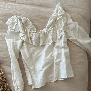 Sezane White Lace Top Size 36